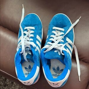 Adidas Mens Bright Blue and White Sneakers